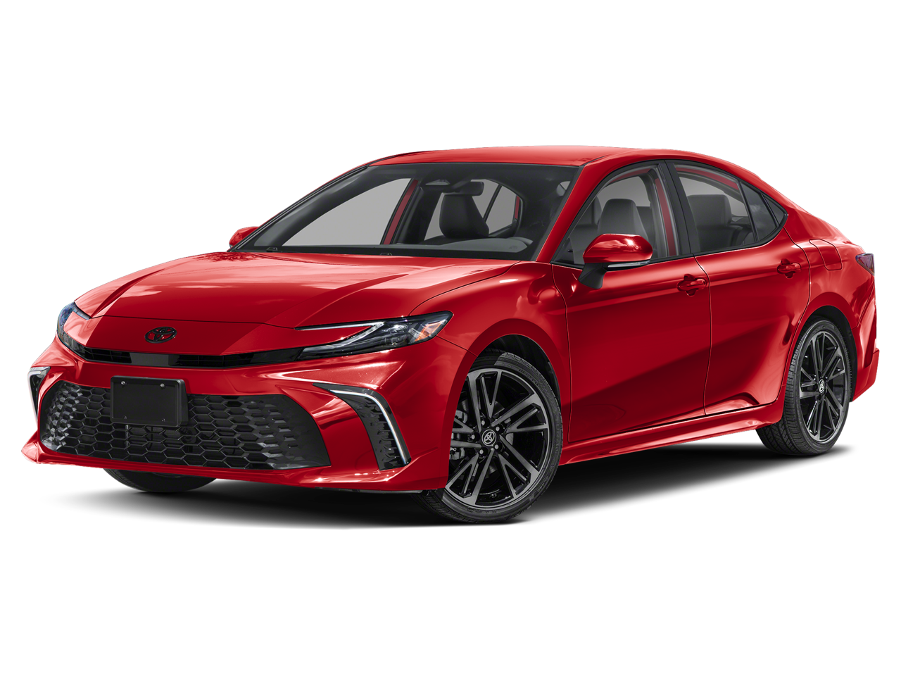 2026 Toyota Camry Hybrid XSE in Supersonic Red — front three-quarter view