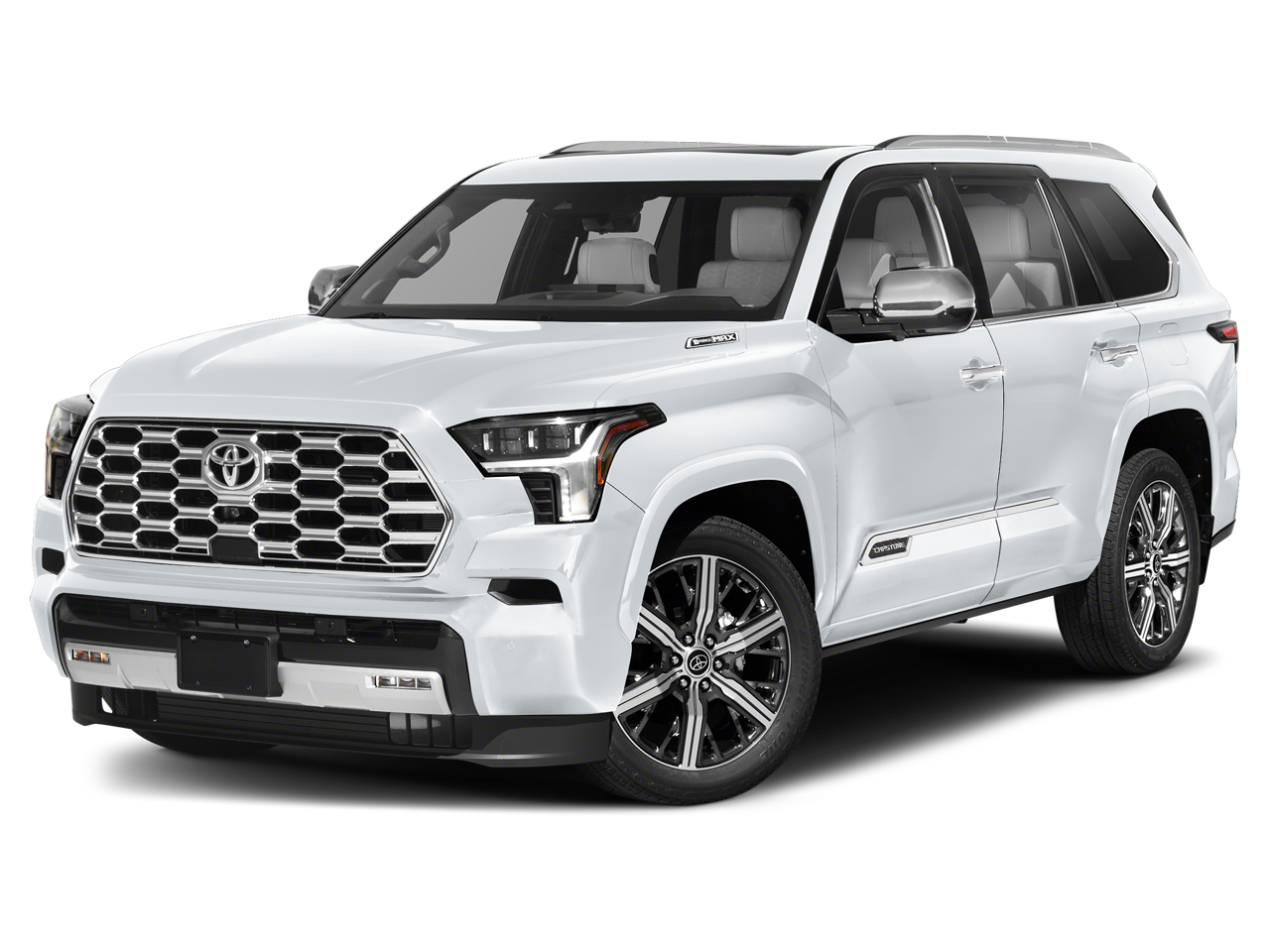 2026 Toyota Sequoia Capstone in Wind Chill Pearl — front three-quarter view
